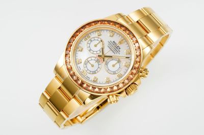 Rolex Daytona Diamond Bezel Gold Bracelet White Dial Watch